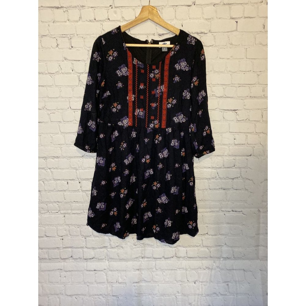 Old Navy Blue Red Floral Mini Dress Size Small